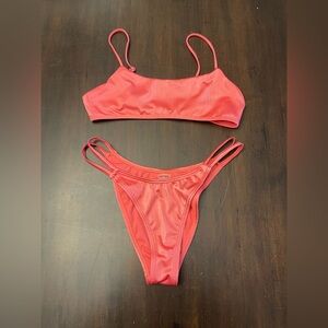 Women's Coral Ribbed Bikini Set